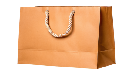 Brown Paper Shopping Bag With Twisted Rope Handle On Black Background