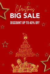 red modern Christmas sale poster design