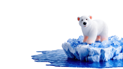 Polar Bear on Iceberg in Arctic Ocean Surrounded by Blue Water