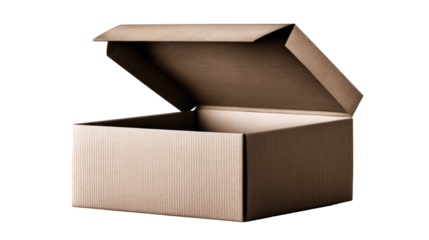 Open Cardboard Box Isolated on White Background for Packaging
