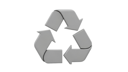 Gray recycling symbol PNG isolated on transparent background, eco-friendly concept for environmental protection and sustainable living
