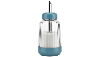 Elegant sugar dispenser isolated PNG on transparent background, modern kitchenware for serving sugar with style and convenience