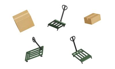 핸드 트럭과 택배 상자 Hand Truck and Cardboard Boxes