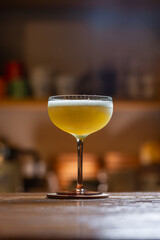 Elegant cocktail with citrus foam