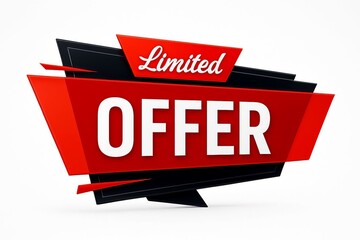 Bold red and black limited offer banner with white text and a retro design