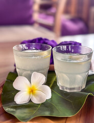 Cold Lemonade Served in Calm Peaceful Spa Setting