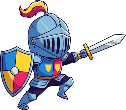 playful plume, stalwart steel a charming hero for your next digital adventure, isolated on transparent background