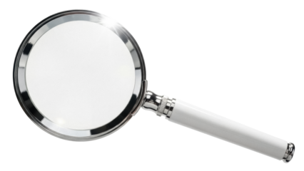 Magnifying glass PNG isolated on transparent background, classic optical instrument for investigation and detailed examination