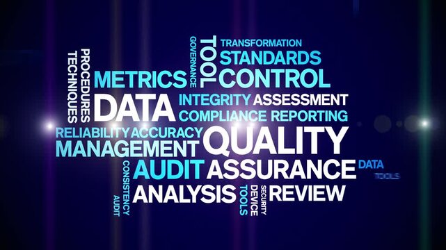 Data Quality animated word cloud-text design animation tag kinetic typography seamless loop.