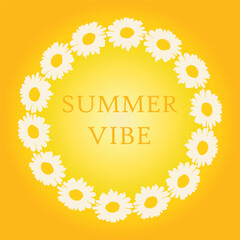 A wreath of daisies with the inscription Summer Vibe in the center