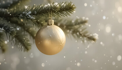 golden christmas ball on tree. holiday background