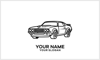 Fototapeta premium Muscle Car Logo Vector Classic Vintage Retro Automobile Icon Design logotypelogoicon.