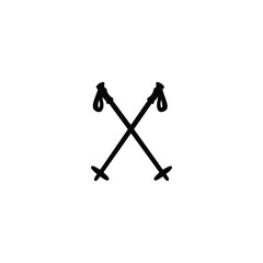 Ski poles silhouette vector flat illustration design.