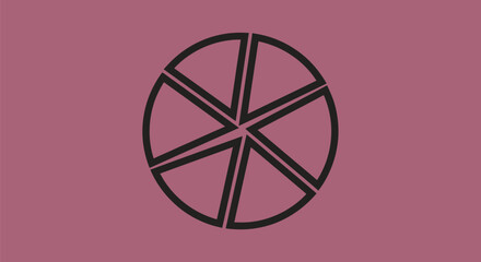A six-part circle graphic with a black outline over a burgundy background
