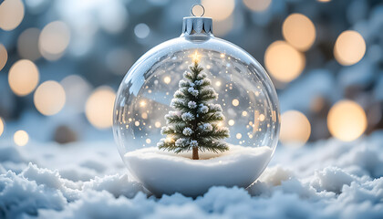 silver christmas ball on snow