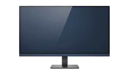 Modern computer monitor PNG isolated on transparent background, sleek display for office and home use, digital screen for graphic design