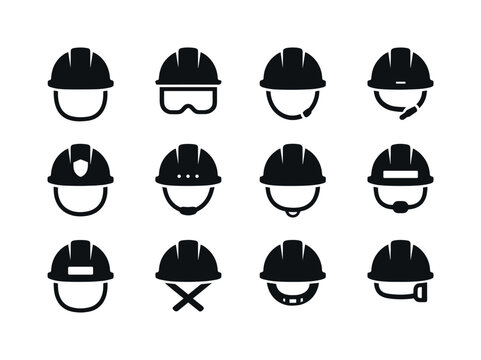 Safety Helmet Icons. Safety helmet. Solid icon set of safety hel