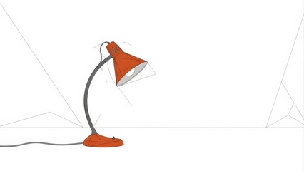 Minimalist Orange Desk Lamp with Flexible Neck on White Background.
