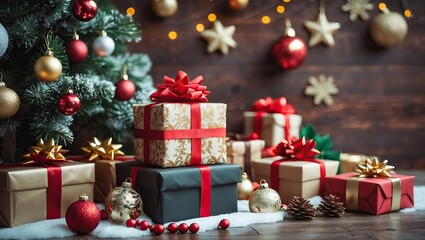 &ldquo;Christmas tree with gifts and warm festive decor &mdash; AI-generated&rdquo;