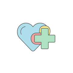 Fototapeta premium Heart and Plus Sign - Symbolizing Health, Care, and Medical Assistance.