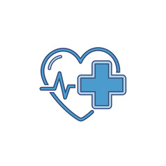 Obraz premium Heartbeat with Medical Cross Symbolizing Healthcare and Wellness.