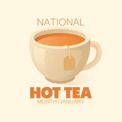 Vector graphic of National Hot Tea Month ideal for National Hot Tea Month celebration.