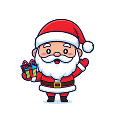 Adorable cartoon Santa Claus character holding a gift, perfect for holiday greetings and festive decorations