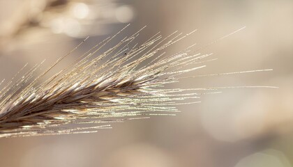Close-up view of a dry grass stem catching golden light, showcasing delicate textures and sharp linear angles in a serene natural outdoor environment, glowing subtly.