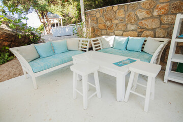 Luxury beach club lounge terrace