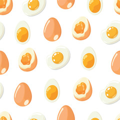 Beige eggs seamless pattern. Flat vector clipart, illustration with isolated background.