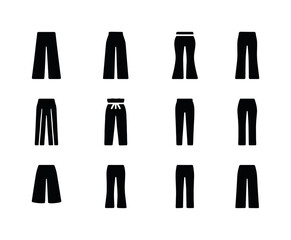Fashion Pants Icons. Fashion pants. Solid icon set of fashion pa
