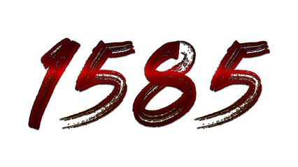 3D blood red number design of 1585 on white background.