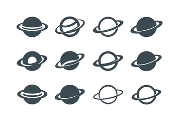 Saturn Logo Variations. Saturn. Icon set. Set Logo of Saturn: ri