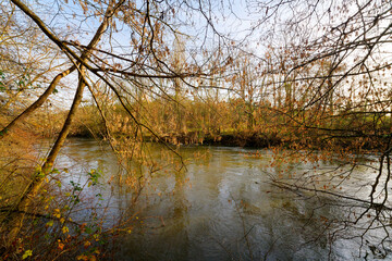 Loing river in the plain of Sorques. French Gatinais Regional Nature Park