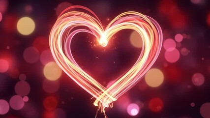 Shining Love Symbol with Sparkling Light Trails Animation.