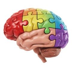 Naklejka premium Rainbow Brain Puzzle Pieces Isolated on White