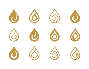 Liquid Gold Logos. liquid gold. Icon set. Set Logo of liquid gol