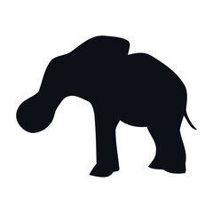 Obraz premium Silhouette of a playful elephant with its trunk lowered, a simple and charming graphic representation