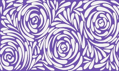 Elegant Swirls and Floral Ornamentation Seamless Purple and White Decorative Pattern