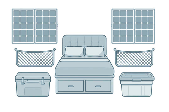Cozy bedroom layout with natural light, organized space, and storage options in a bright room