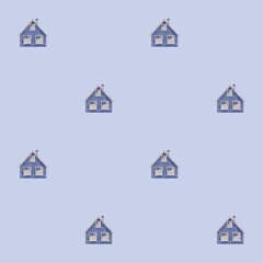 Winter Nordic Village Seamless Pattern &ndash; Watercolor Houses Background