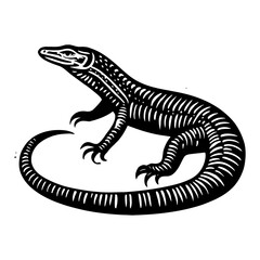 Fototapeta premium Vintage Style Illustration of a Black and White Lizard with Intricate Details