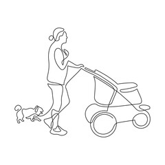 Woman walking with a dog