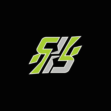 A modern, angular logo featuring stylized letters "SJS" or "SJB" in lime green and grey on a black background.