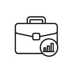 Business briefcase with growth chart icon black and white vector illustration for finance investment and corporate analytics