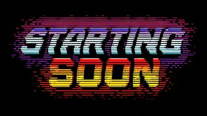 Stream starting soon screen with animated virtual overlay loop concept. Anime chill hop vtuber asset for cozy lo-fi living room with cyan purple colours.