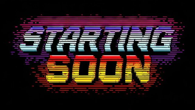 Stream starting soon screen with animated virtual overlay loop concept. Anime chill hop vtuber asset for cozy lo-fi living room with cyan purple colours.