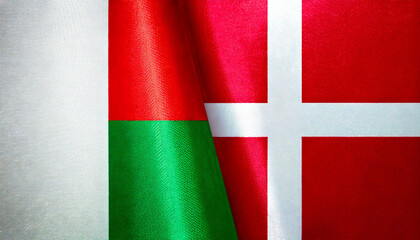 デンマークの国旗とマダガスカルの国旗(Denmark flag & Madagascar flag.)
