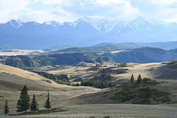 Scenic view of the North Chuisky ridge in the Altay Mountains, Russia