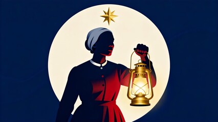 Guiding Light of Freedom, Hopeful Journey, Courageous Escape, Historical Struggle, Emancipation Symbol, Black History Month,